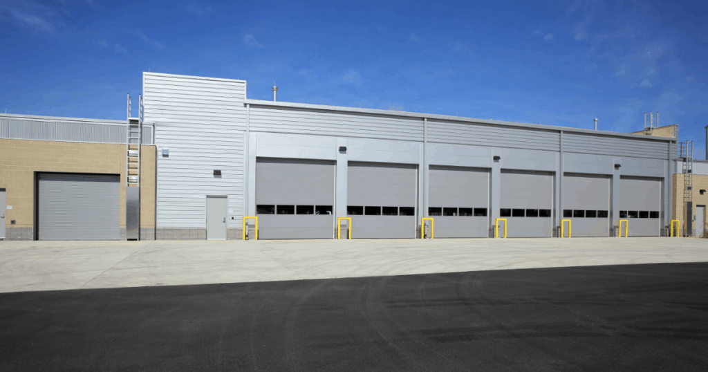 garage doors on a commercial building