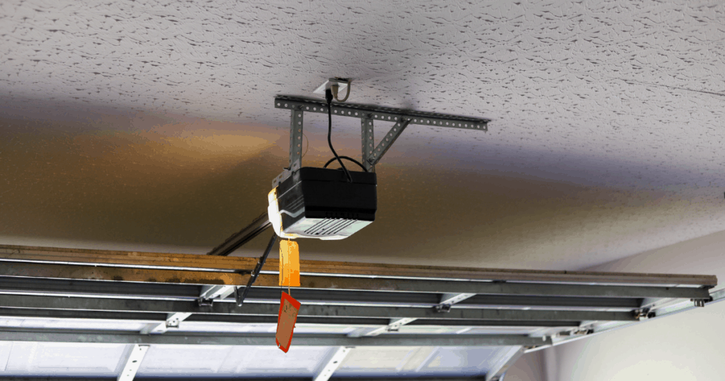 garage door opener mounted on garage ceiling